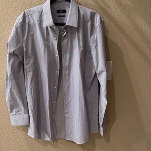 Boss Blue and White Checkered Button-Down Shirt
